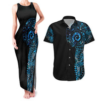 New Zealand Maori Koru Art Traditional Tattoo Couples Matching Tank Maxi Dress and Hawaiian Shirt Paua Shell