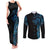 New Zealand Maori Koru Art Traditional Tattoo Couples Matching Tank Maxi Dress and Long Sleeve Button Shirt Paua Shell