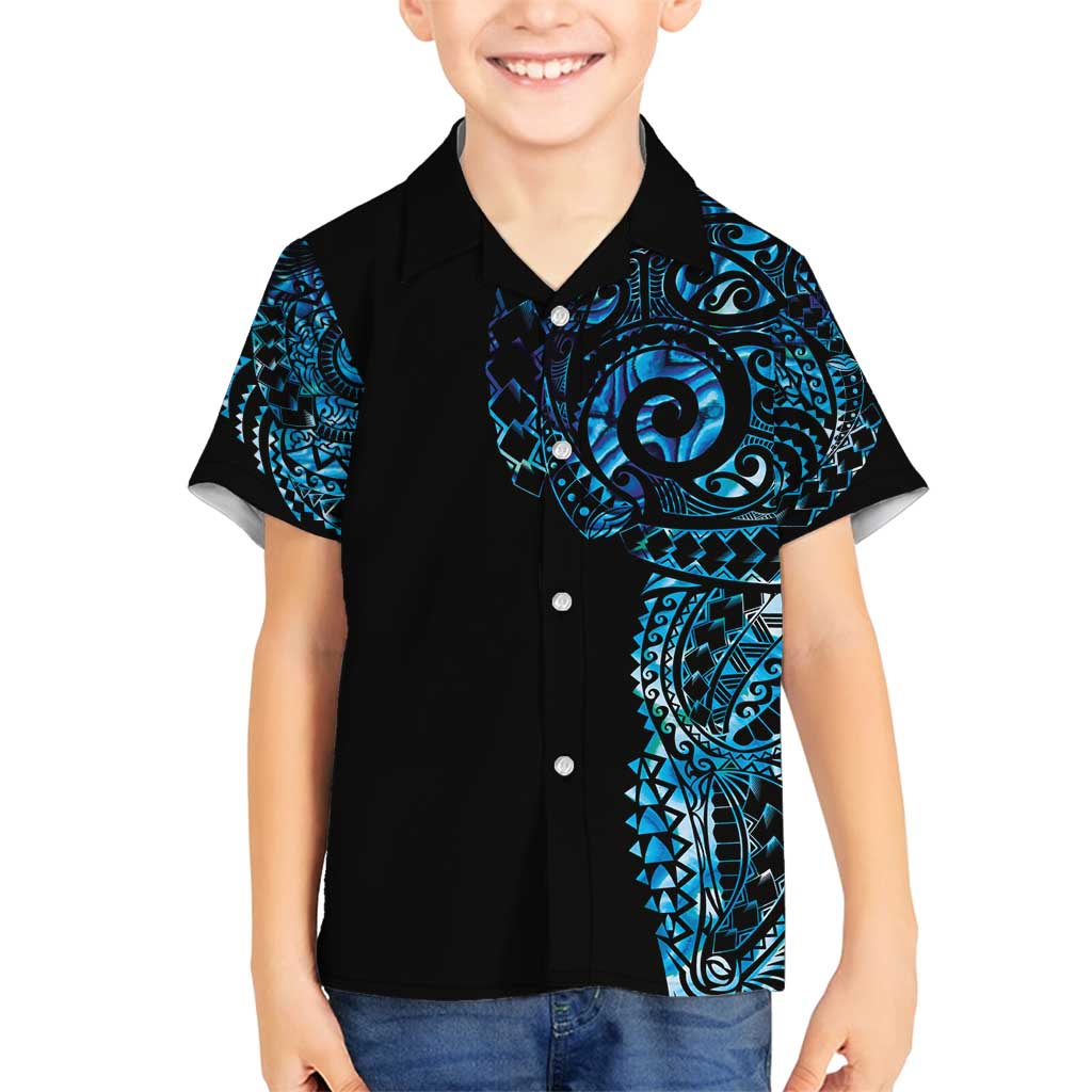 New Zealand Maori Koru Art Traditional Tattoo Family Matching Puletasi and Hawaiian Shirt Paua Shell