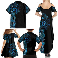 New Zealand Maori Koru Art Traditional Tattoo Family Matching Summer Maxi Dress and Hawaiian Shirt Paua Shell