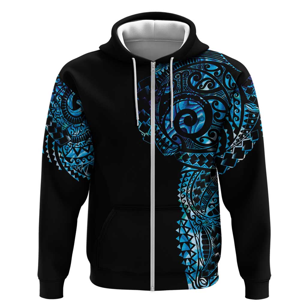 New Zealand Maori Koru Art Traditional Tattoo Hoodie Paua Shell