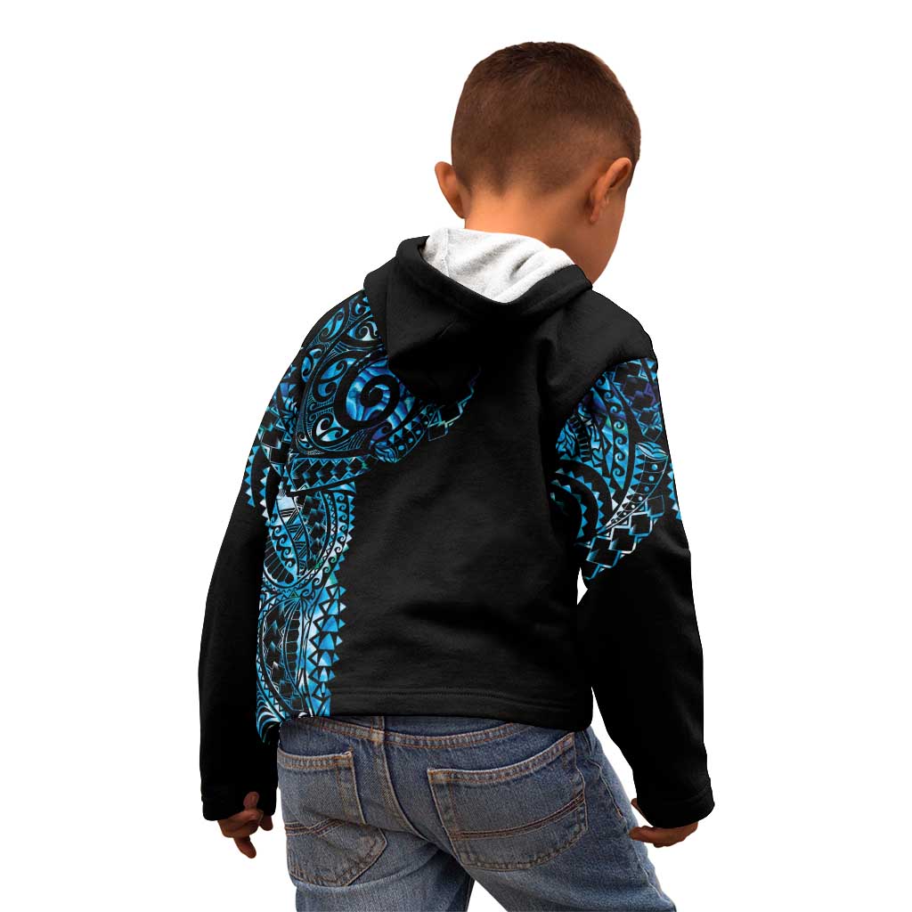 New Zealand Maori Koru Art Traditional Tattoo Kid Hoodie Paua Shell