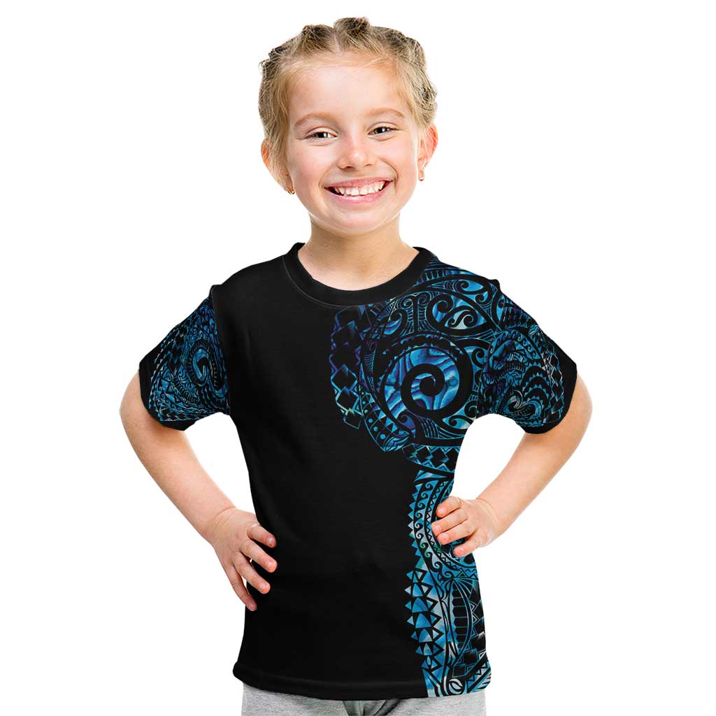 New Zealand Maori Koru Art Traditional Tattoo Kid T Shirt Paua Shell