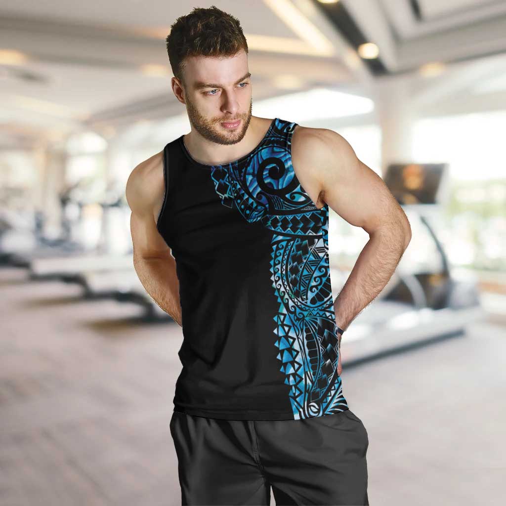 New Zealand Maori Koru Art Traditional Tattoo Men Tank Top Paua Shell