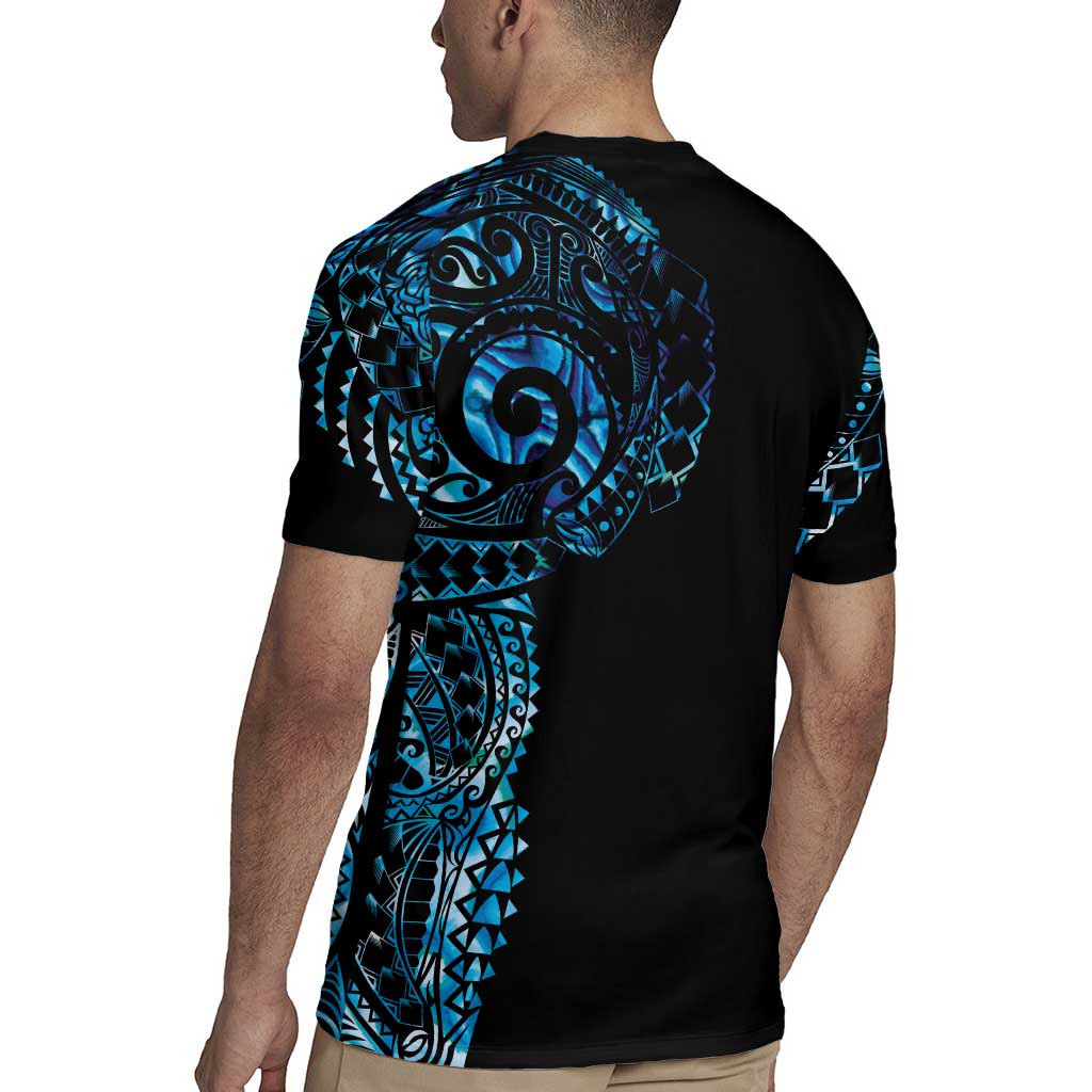 New Zealand Maori Koru Art Traditional Tattoo Rugby Jersey Paua Shell