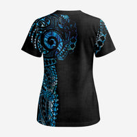 New Zealand Maori Koru Art Traditional Tattoo Scrub Top Paua Shell - Polynesian Pride