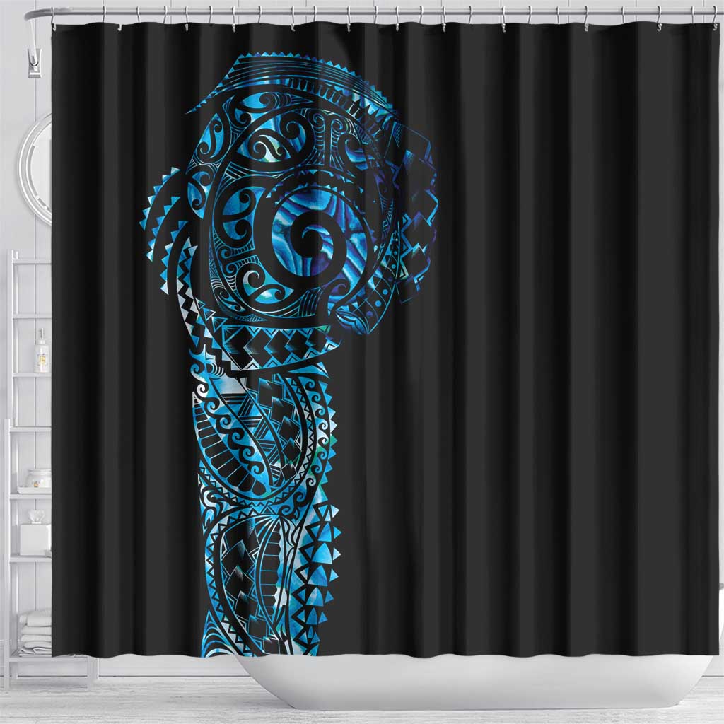 New Zealand Maori Koru Art Traditional Tattoo Shower Curtain Paua Shell LT03 - Polynesian Pride