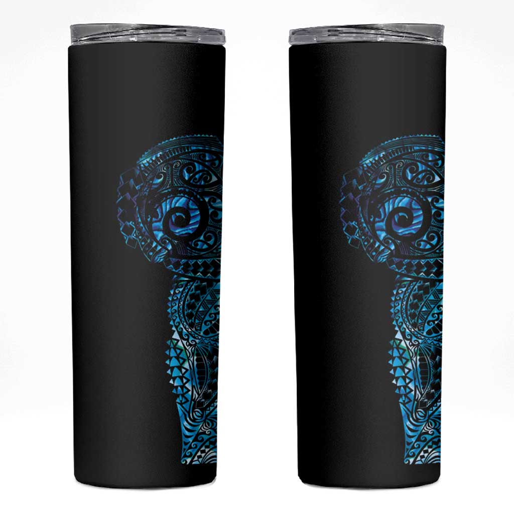 New Zealand Maori Koru Art Traditional Tattoo Skinny Tumbler Paua Shell