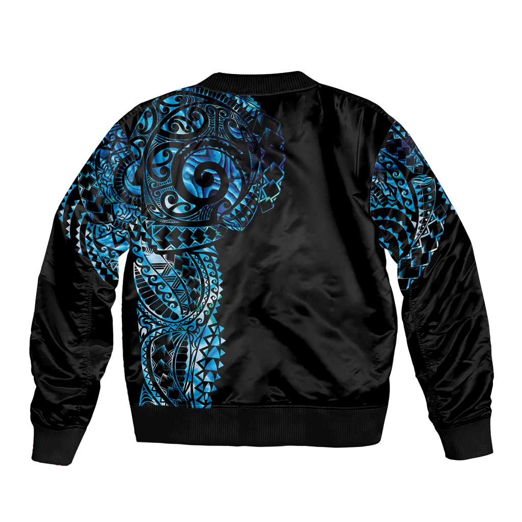 New Zealand Maori Koru Art Traditional Tattoo Sleeve Zip Bomber Jacket Paua Shell LT03 - Polynesian Pride