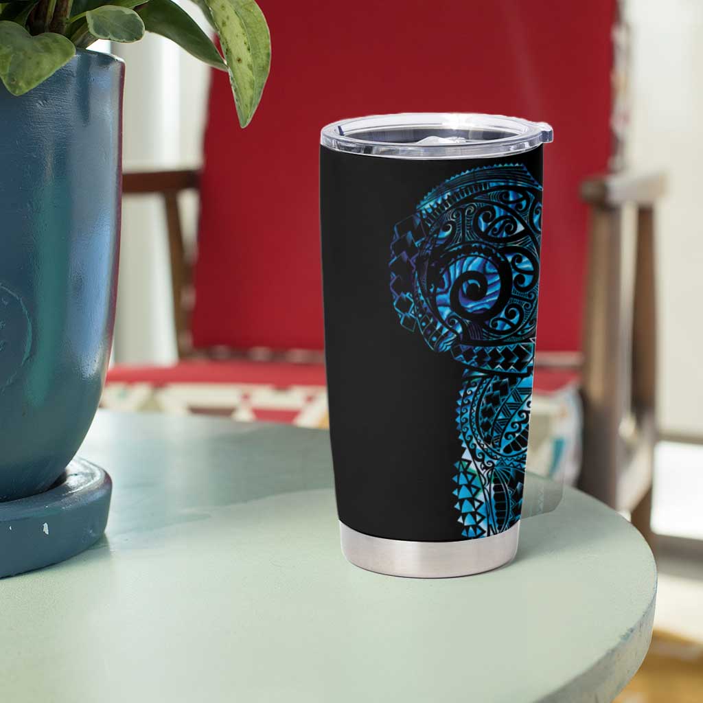 New Zealand Maori Koru Art Traditional Tattoo Tumbler Cup Paua Shell