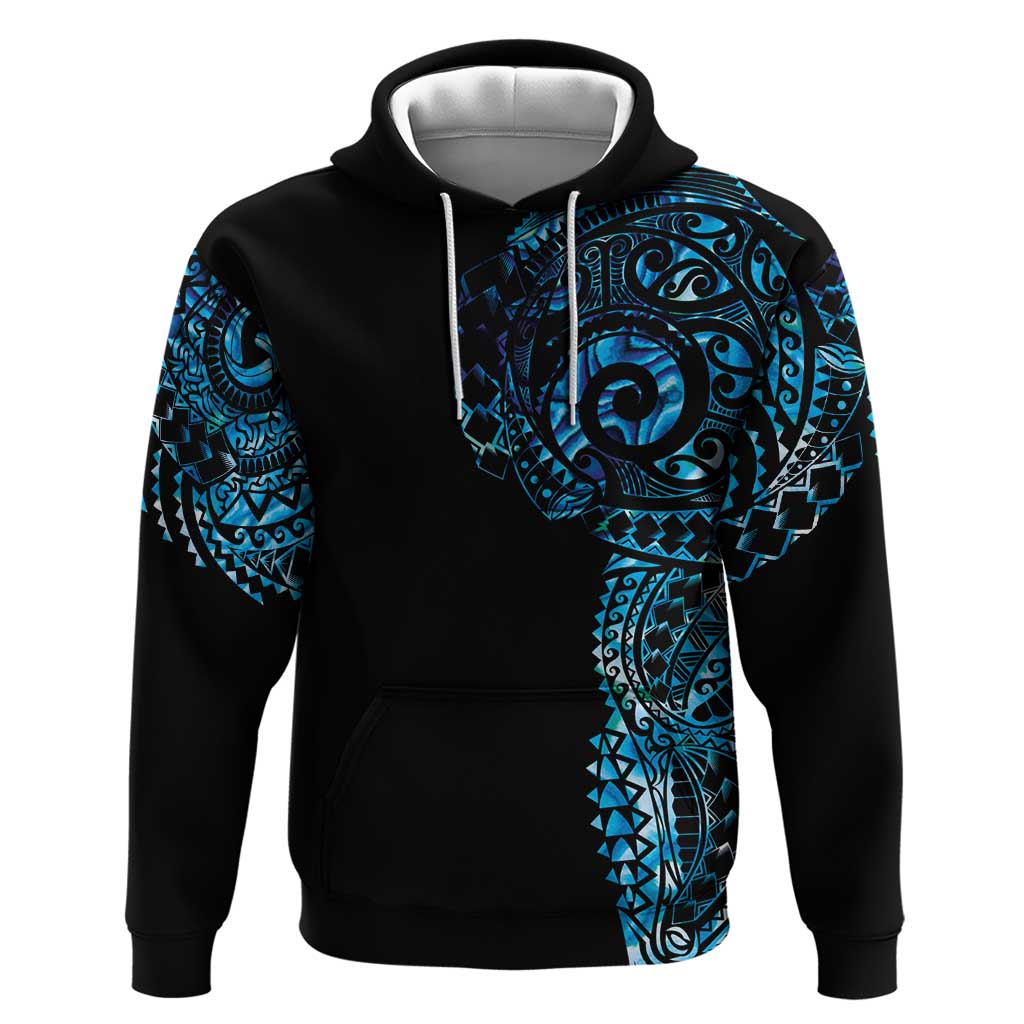 New Zealand Maori Koru Art Traditional Tattoo Zip Hoodie Paua Shell
