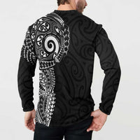 New Zealand Maori Koru Art Traditional Tattoo Button Sweatshirt Simple Style