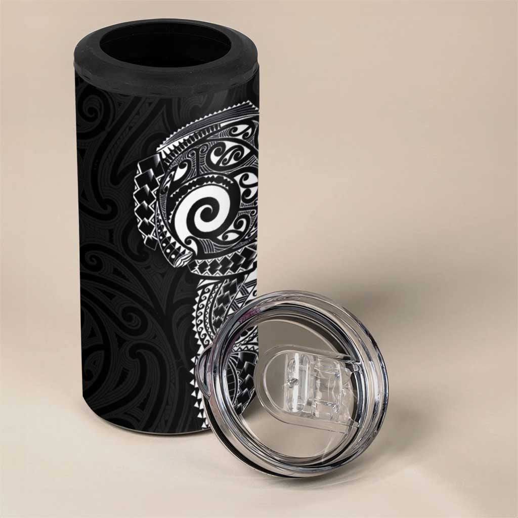 New Zealand Maori Koru Art Traditional Tattoo 4 in 1 Can Cooler Tumbler Simple Style