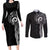 New Zealand Maori Koru Art Traditional Tattoo Couples Matching Long Sleeve Bodycon Dress and Long Sleeve Button Shirt Simple Style