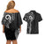New Zealand Maori Koru Art Traditional Tattoo Couples Matching Off Shoulder Short Dress and Hawaiian Shirt Simple Style