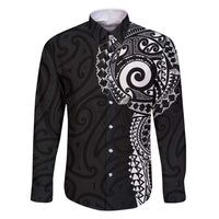 New Zealand Maori Koru Art Traditional Tattoo Family Matching Long Sleeve Bodycon Dress and Hawaiian Shirt Simple Style