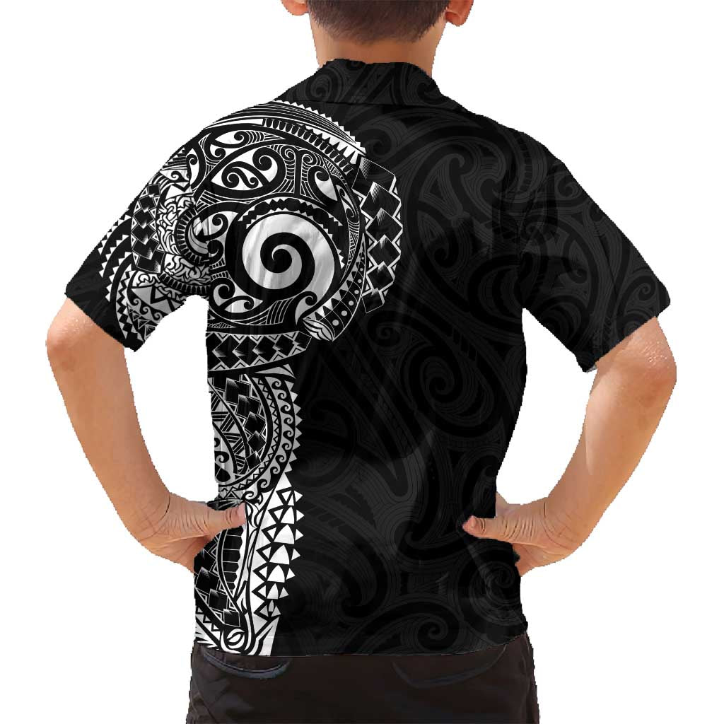 New Zealand Maori Koru Art Traditional Tattoo Family Matching Off Shoulder Short Dress and Hawaiian Shirt Simple Style