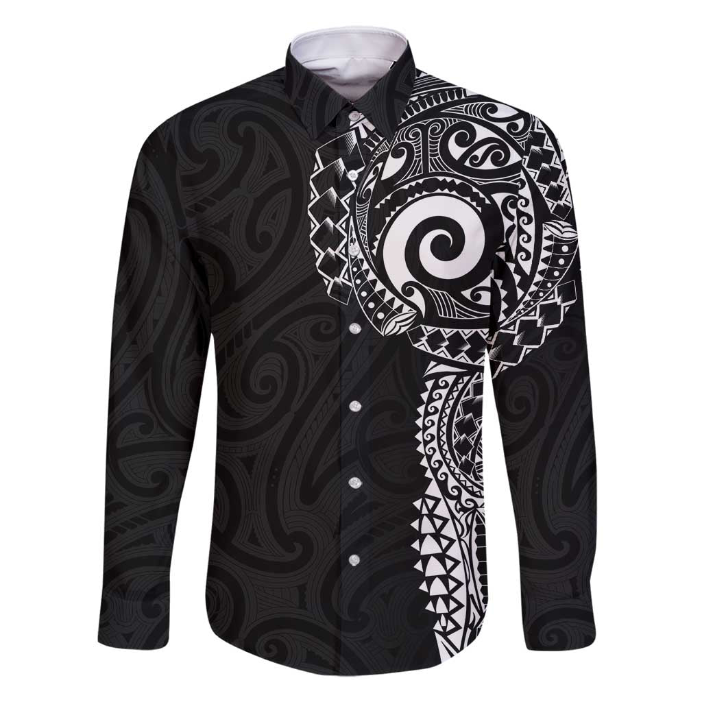 New Zealand Maori Koru Art Traditional Tattoo Family Matching Off Shoulder Short Dress and Hawaiian Shirt Simple Style