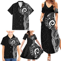 New Zealand Maori Koru Art Traditional Tattoo Family Matching Summer Maxi Dress and Hawaiian Shirt Simple Style