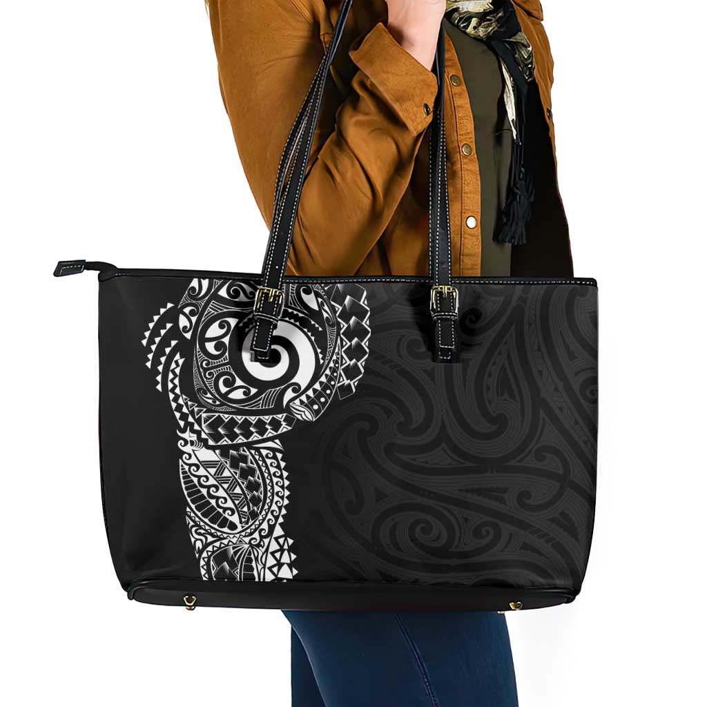 New Zealand Maori Koru Art Traditional Tattoo Leather Tote Bag Simple Style