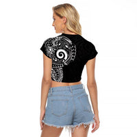New Zealand Maori Koru Art Traditional Tattoo Raglan Cropped T Shirt Simple Style