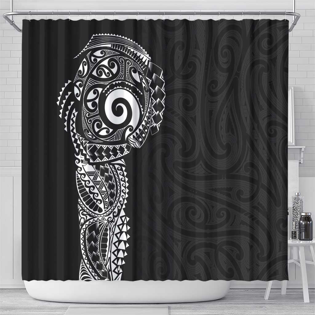 New Zealand Maori Koru Art Traditional Tattoo Shower Curtain Simple Style