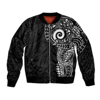 New Zealand Maori Koru Art Traditional Tattoo Sleeve Zip Bomber Jacket Simple Style LT03 Unisex Black - Polynesian Pride