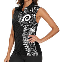 New Zealand Maori Koru Art Traditional Tattoo Women Sleeveless Polo Shirt Simple Style