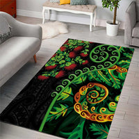 New Zealand Koru Plants and Pohutukawa Area Rug Maori Tattoo Pattern