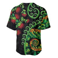 New Zealand Koru Plants and Pohutukawa Baseball Jersey Maori Tattoo Pattern