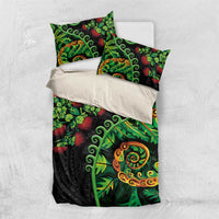 New Zealand Koru Plants and Pohutukawa Bedding Set Maori Tattoo Pattern