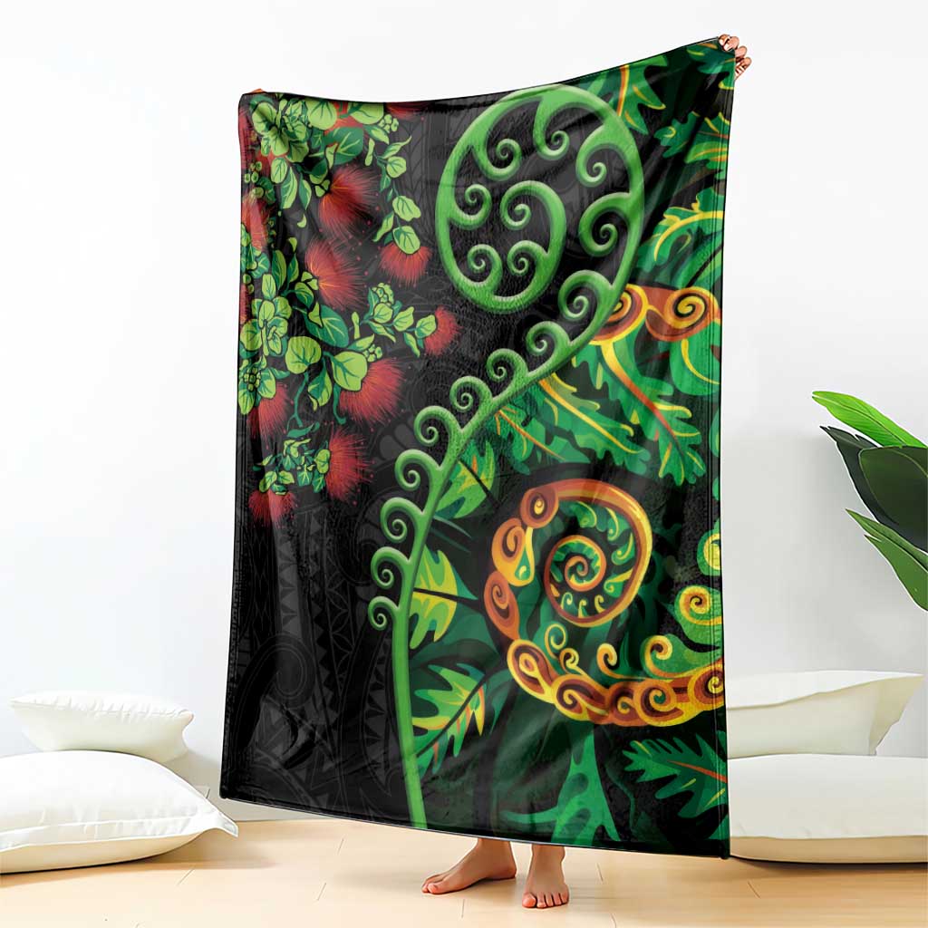 New Zealand Koru Plants and Pohutukawa Blanket Maori Tattoo Pattern LT03 - Polynesian Pride