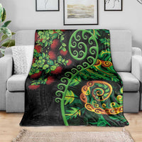 New Zealand Koru Plants and Pohutukawa Blanket Maori Tattoo Pattern LT03 - Polynesian Pride
