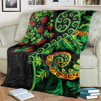 New Zealand Koru Plants and Pohutukawa Blanket Maori Tattoo Pattern LT03 - Polynesian Pride