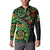 New Zealand Koru Plants and Pohutukawa Button Sweatshirt Maori Tattoo Pattern