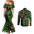 New Zealand Koru Plants and Pohutukawa Couples Matching Mermaid Dress and Long Sleeve Button Shirt Maori Tattoo Pattern