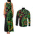 New Zealand Koru Plants and Pohutukawa Couples Matching Tank Maxi Dress and Long Sleeve Button Shirt Maori Tattoo Pattern