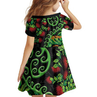 New Zealand Koru Plants and Pohutukawa Family Matching Off Shoulder Maxi Dress and Hawaiian Shirt Maori Tattoo Pattern