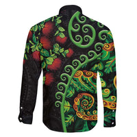 New Zealand Koru Plants and Pohutukawa Family Matching Short Sleeve Bodycon Dress and Hawaiian Shirt Maori Tattoo Pattern