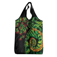 New Zealand Koru Plants and Pohutukawa Grocery Bag Maori Tattoo Pattern