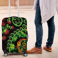 New Zealand Koru Plants and Pohutukawa Luggage Cover Maori Tattoo Pattern
