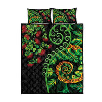 New Zealand Koru Plants and Pohutukawa Quilt Bed Set Maori Tattoo Pattern