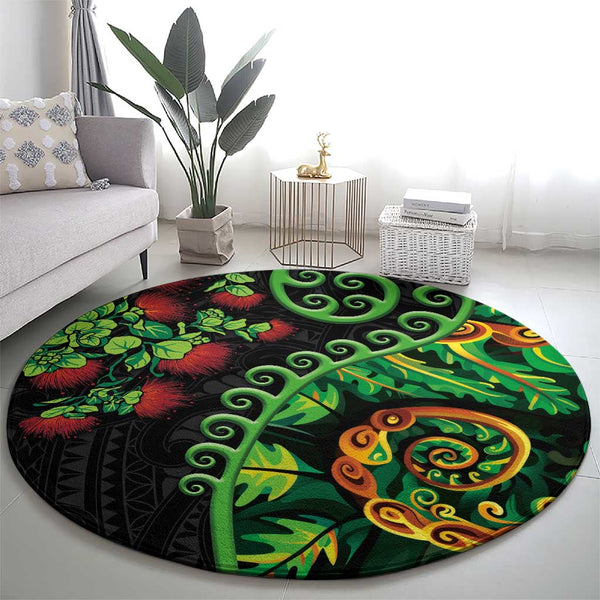Home / Products / New Zealand Koru Plants and Pohutukawa Round Carpet ...