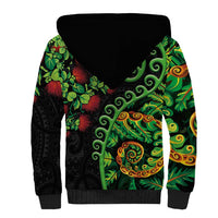 New Zealand Koru Plants and Pohutukawa Sherpa Hoodie Maori Tattoo Pattern