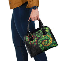 New Zealand Koru Plants and Pohutukawa Shoulder Handbag Maori Tattoo Pattern LT03 - Polynesian Pride
