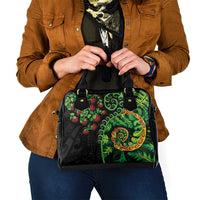 New Zealand Koru Plants and Pohutukawa Shoulder Handbag Maori Tattoo Pattern LT03 - Polynesian Pride