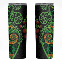 New Zealand Koru Plants and Pohutukawa Skinny Tumbler Maori Tattoo Pattern