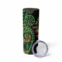 New Zealand Koru Plants and Pohutukawa Skinny Tumbler Maori Tattoo Pattern
