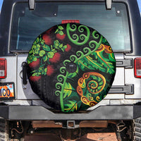 New Zealand Koru Plants and Pohutukawa Spare Tire Cover Maori Tattoo Pattern