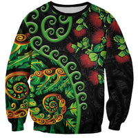 New Zealand Koru Plants and Pohutukawa Sweatshirt Maori Tattoo Pattern